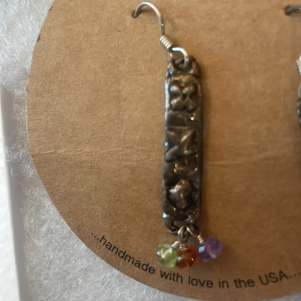 Island cowgirl Beautiful Things dangle drop earrings beaded pierced ears